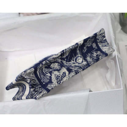 Mini Book Tote Blue Toile de Jouy Reverse Embroidery M1271