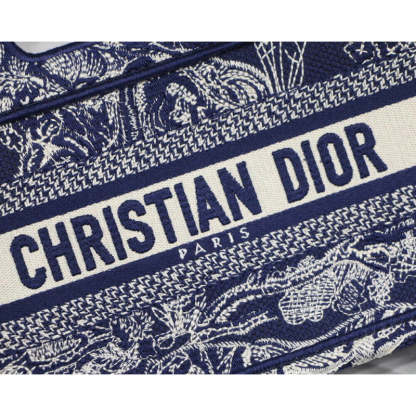 Mini Book Tote Blue Toile de Jouy Reverse Embroidery M1271