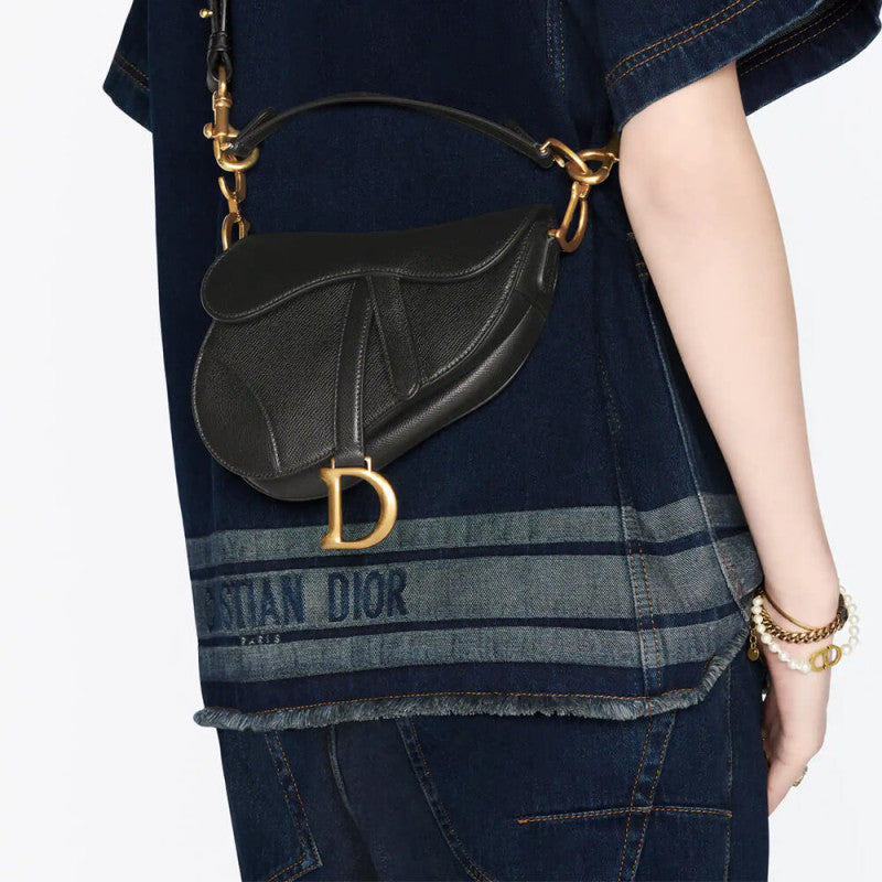 Mini Saddle Bag with Strap Grained Calfskin M0456