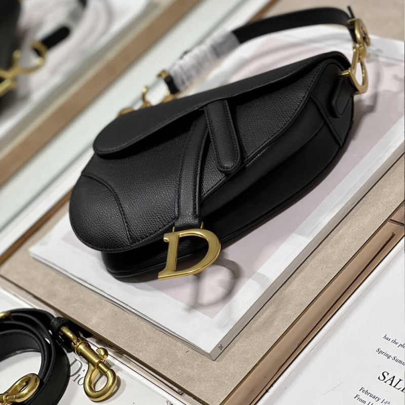 Mini Saddle Bag with Strap Grained Calfskin M0456