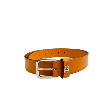 GG BROWN BELT WITH SQUARE BUCKLE AND INTERLOCKING G SILVER MEATL 35MM