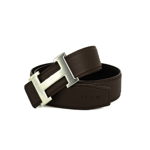 HM BELT TOGO SWIFT SILVER BUCKLE BROWN 38MM