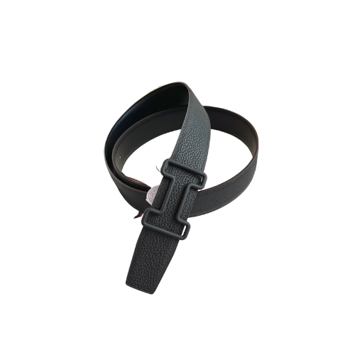 HM LEATHER BELT WITH H BUCKLE BLACK 38MM