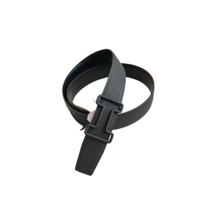 HM LEATHER BELT WITH H BUCKLE BLACK 38MM