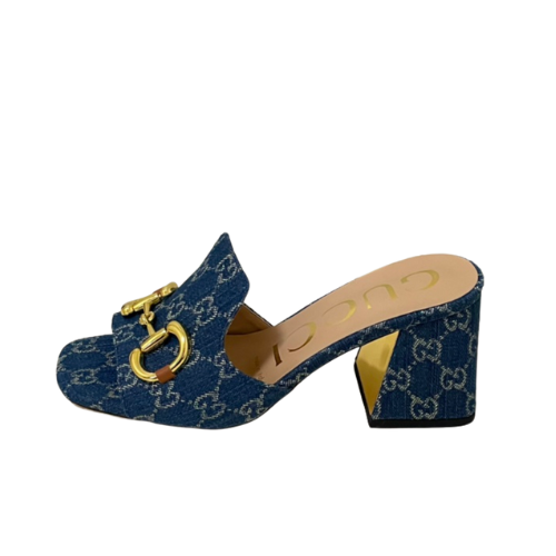 SANDAL GG WOMEN'S SLIDE MONOGRAM SANDAL WITH HORSEBIT BLUE