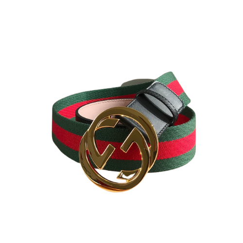 GG'S WEB BELT WITH G BUCKLE GREEN 4CM
