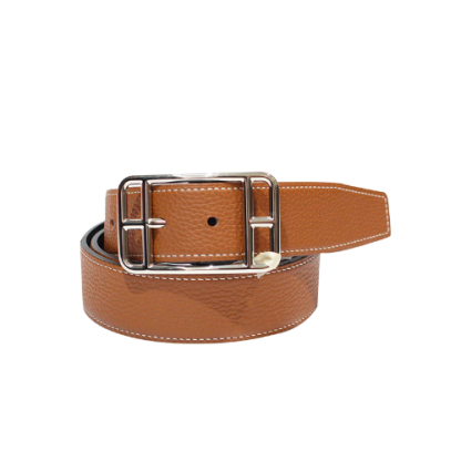 HM QUENTIN REVERSIBLE BELT BROWN RECTANGLE BUCKLE 32MM