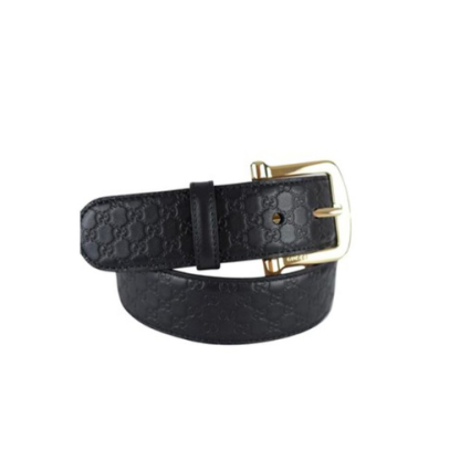 GG CALFSKIN MONOGRAM BLACK BELT GOLD METAL 4CM