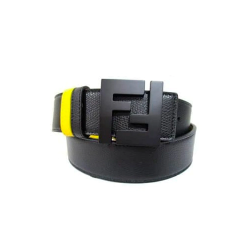 FD REVERSIBLE BLACK LEATHER BELT YELLOW 40MM