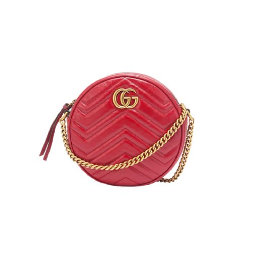 GG MARMONT MINI ROUND SHOULDER BAG RED 550154 0OLET 6438