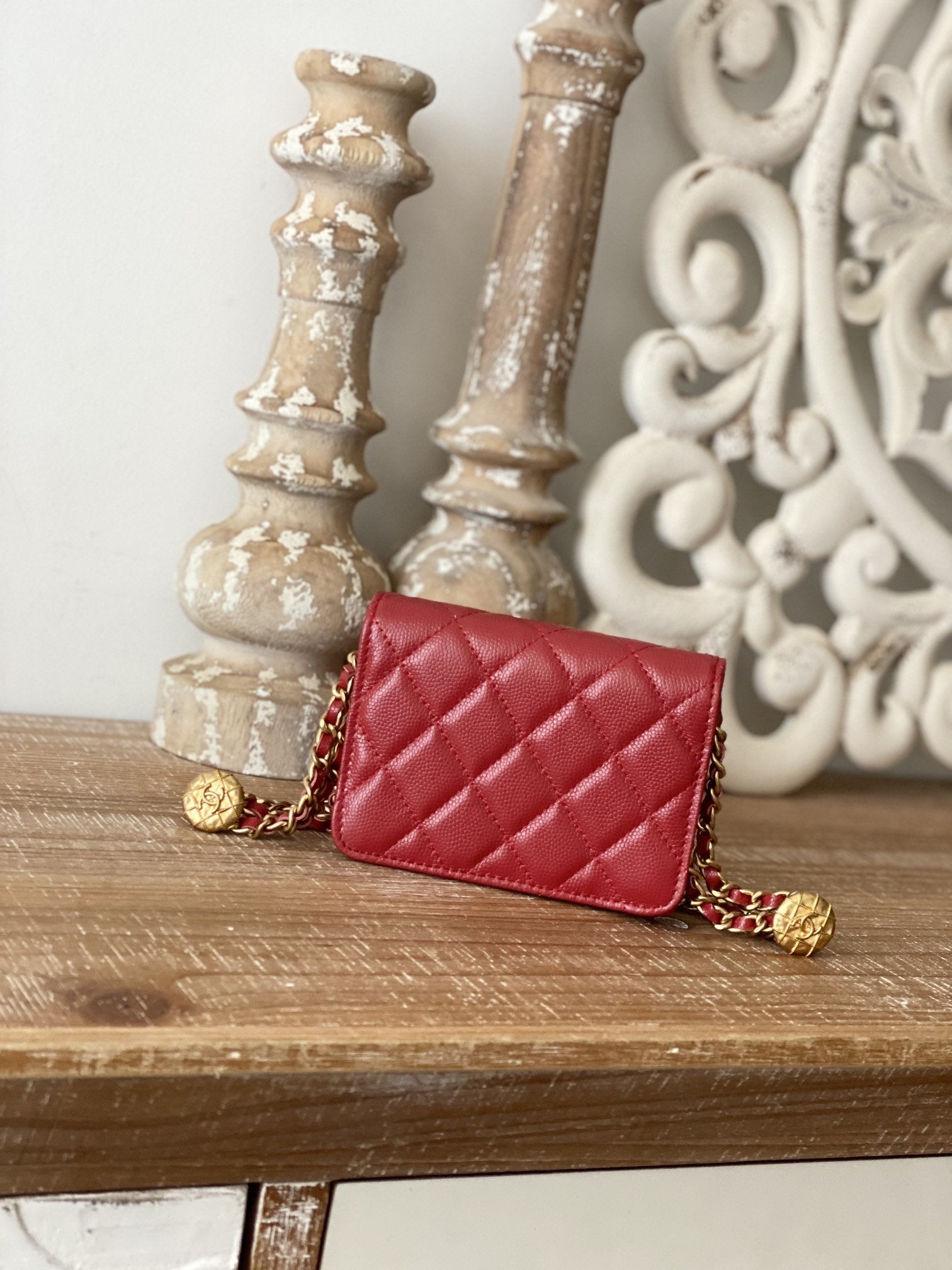 Chanel Clutch With Chain Red For Women, Women’s Bags 4.8in/12.3cm