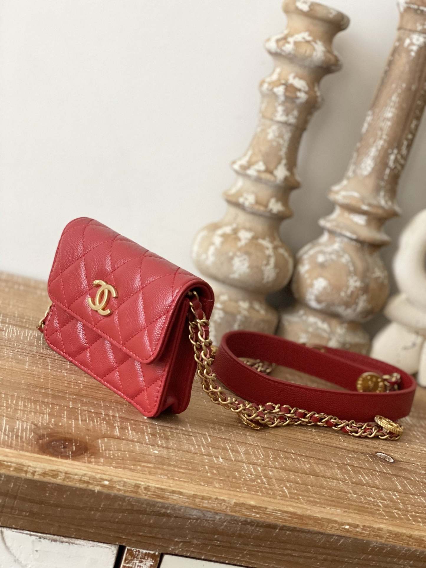 Chanel Clutch With Chain Red For Women, Women’s Bags 4.8in/12.3cm