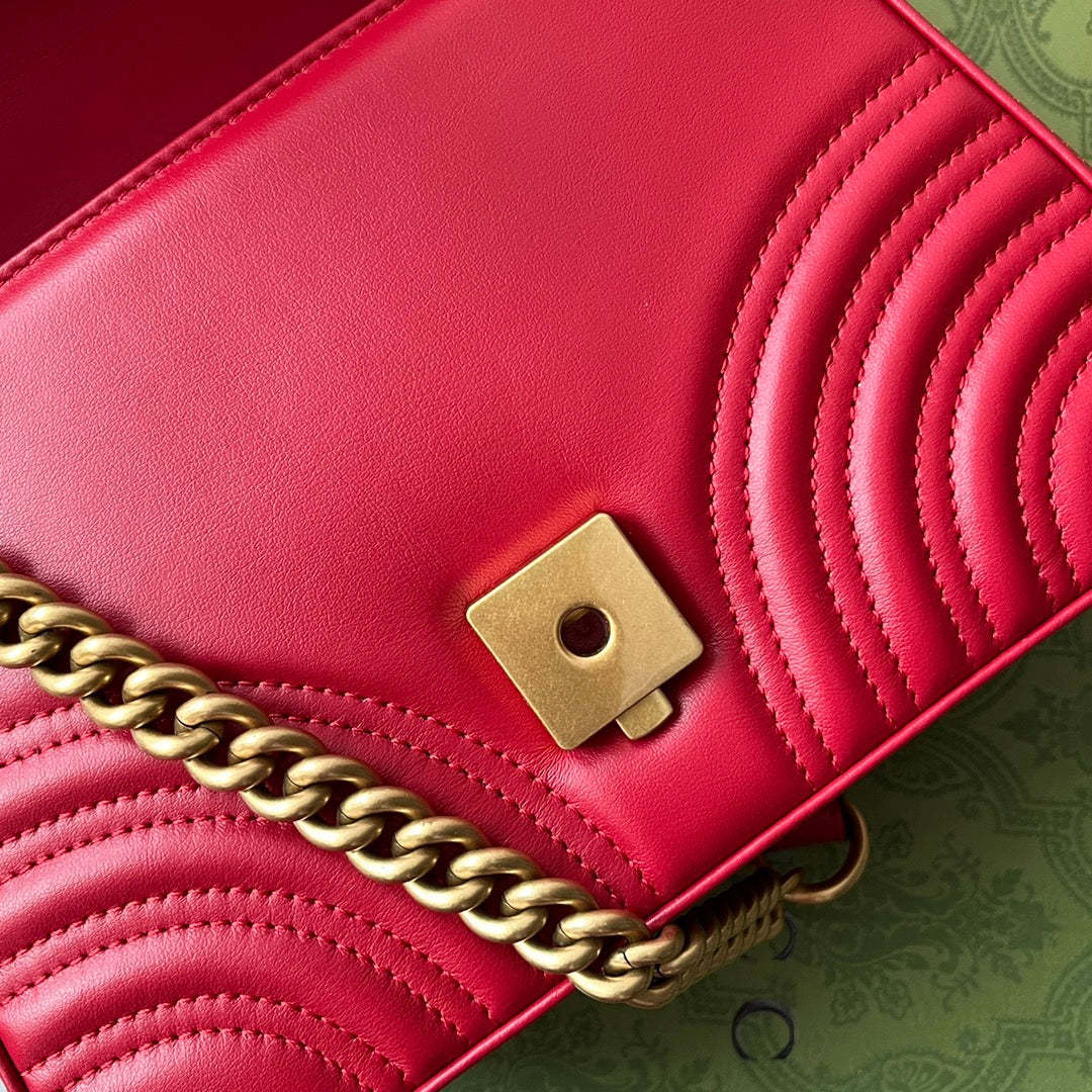 gg Marmont Mini Top Handle Bag Red For Women, Women’s Bags 8.3in/21cm gg ‎