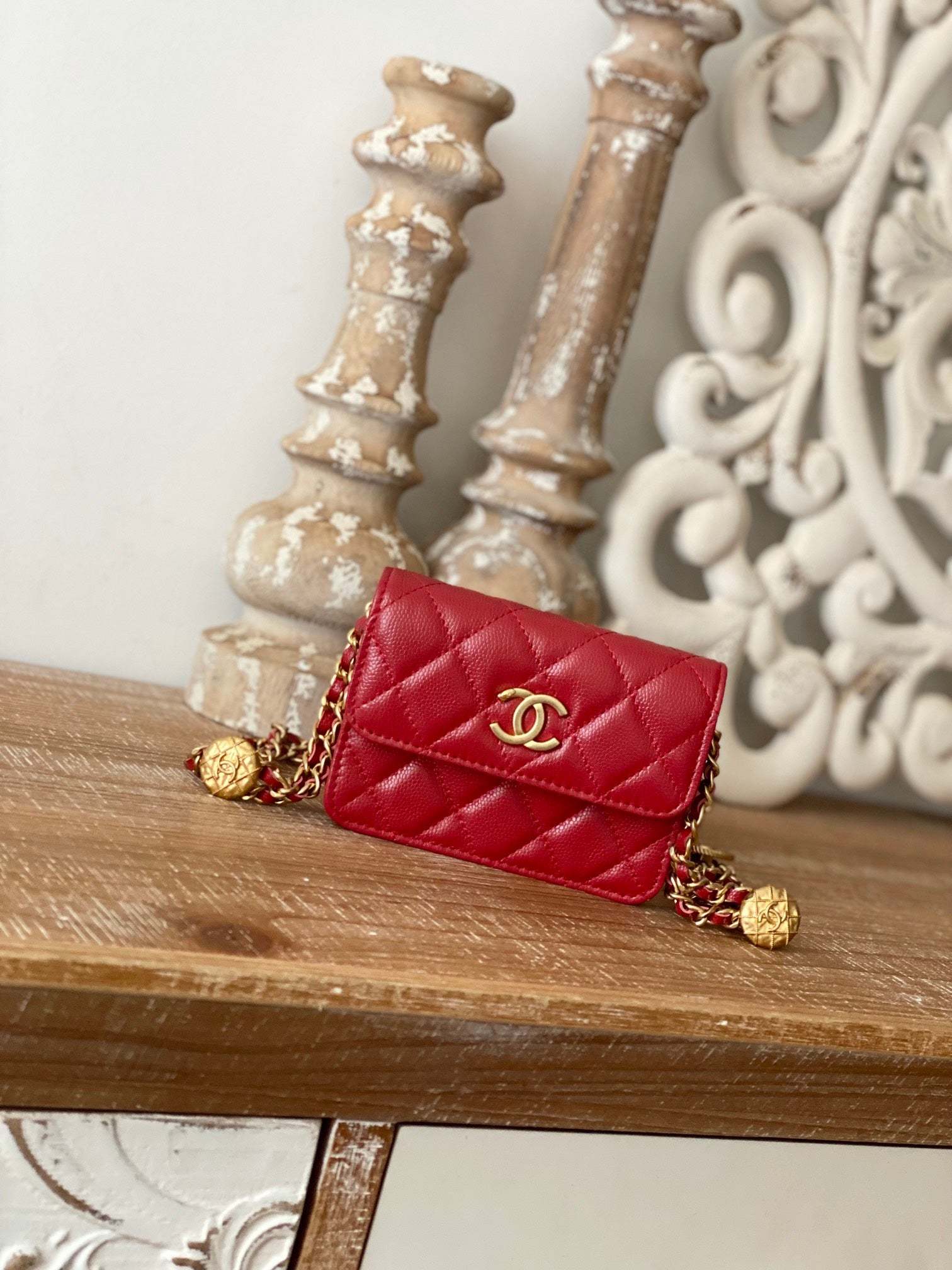 Chanel Clutch With Chain Red For Women, Women’s Bags 4.8in/12.3cm