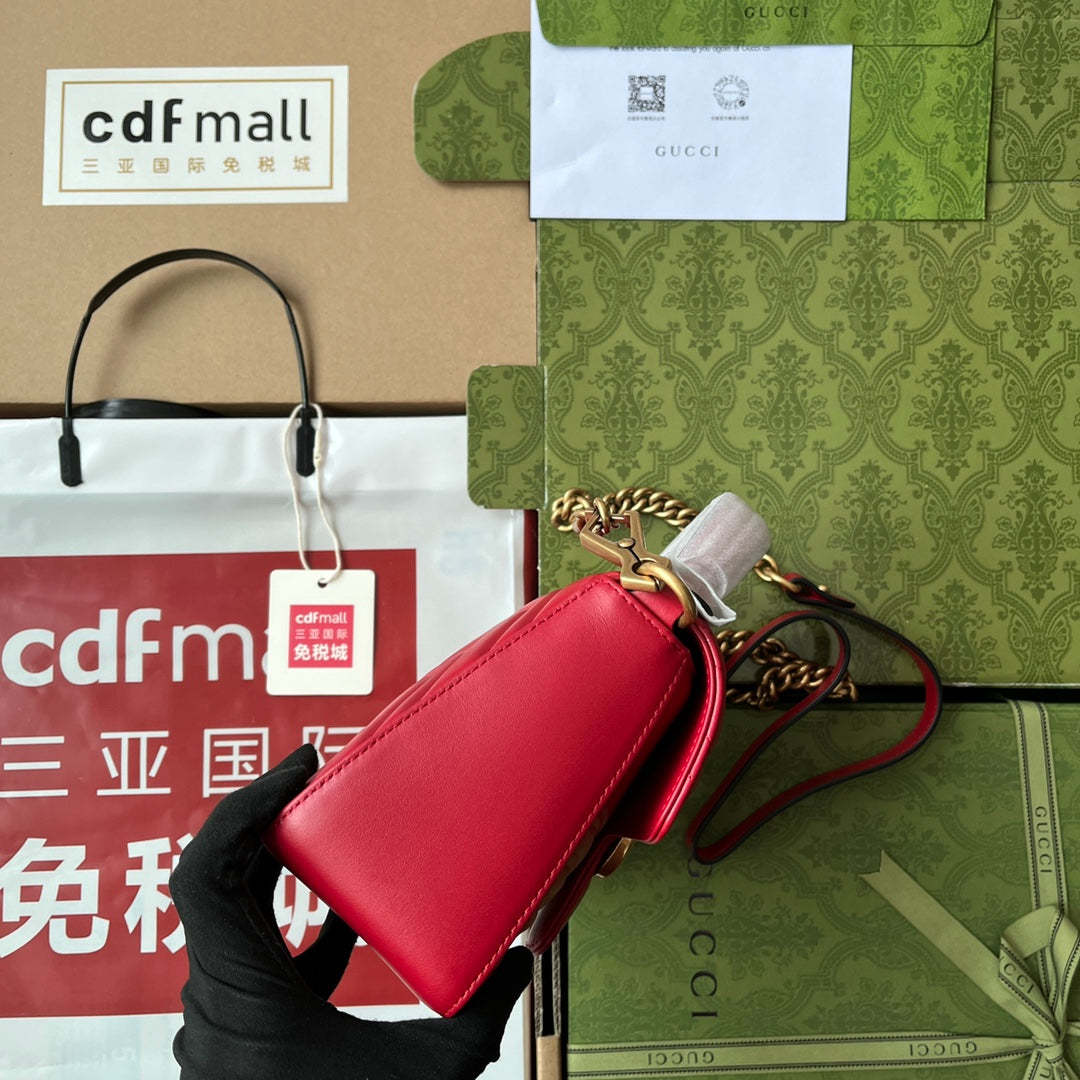 gg Marmont Mini Top Handle Bag Red For Women, Women’s Bags 8.3in/21cm gg ‎