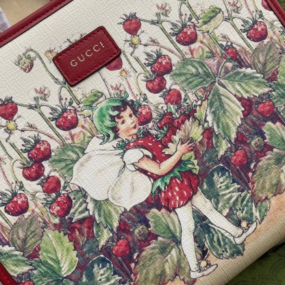 gg Children&#8217;s Tote Bag With Strawberry Fairy Print Red For Women, Women&#8217;s Bags 11in/28cm gg‎ ‎630542 U6IAN 8257
