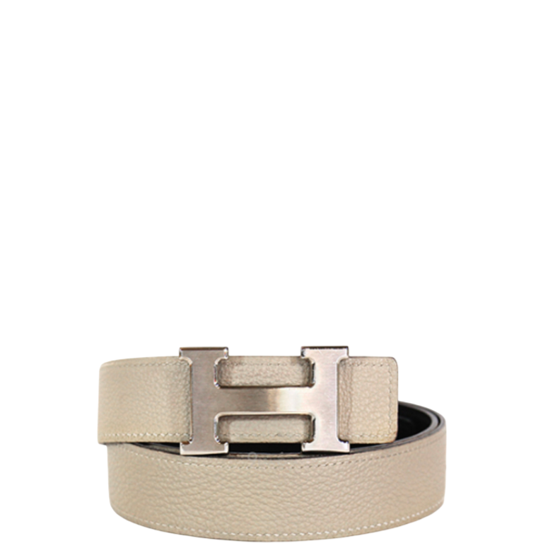 HM BELT TOGO SWIFT SILVER BUCKLE GREY 2.4CM