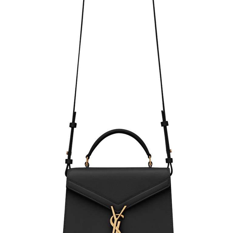 SAINT LAURENT CASSANDRA MEDIUM TOP HANDLE IN GRAIN DE POUDRE EMBOSSED FOG LEATHER 24CM
