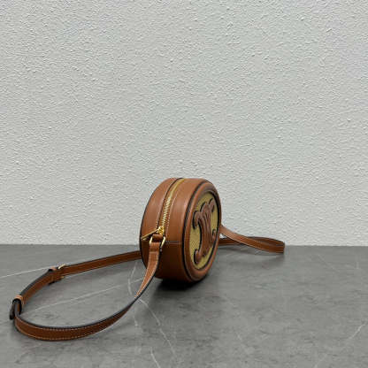 CE Oval Bag Cuir Triomphe In Textile Natural / Tan For Women 8in/20cm 198602DU8.02NT