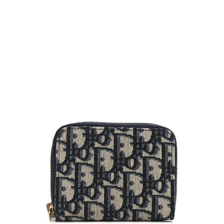 dir OBLIQUE ZIPPER WALLET COIN POUCH BEIGE AND BLACK 11CM 973981