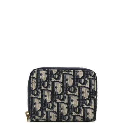 dir OBLIQUE ZIPPER WALLET COIN POUCH BEIGE AND BLACK 11CM 973981