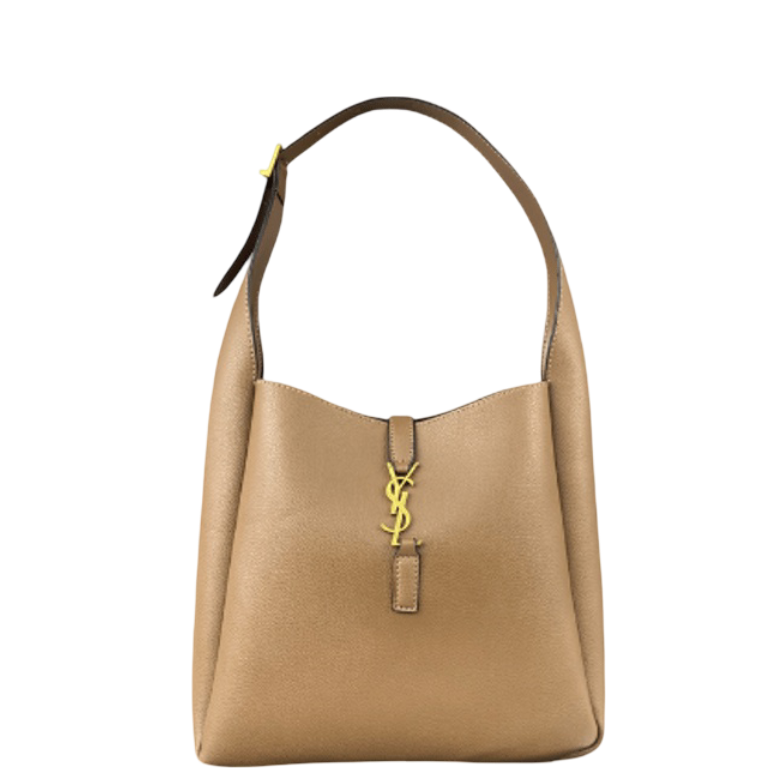 SAINT LAURENT LE 5 A 7 SOFT SMALL HOBO BAG IN SMOOTH LEATHER BROWN