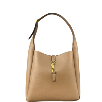 SAINT LAURENT LE 5 A 7 SOFT SMALL HOBO BAG IN SMOOTH LEATHER BROWN