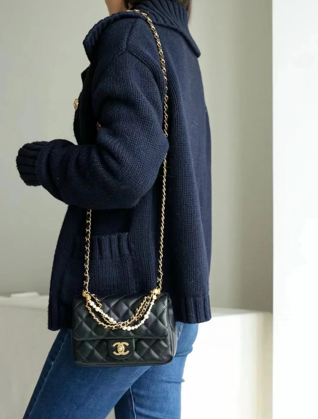 CC MINI FLAP BAG BLACK 17CM AS4385 B15773 94305