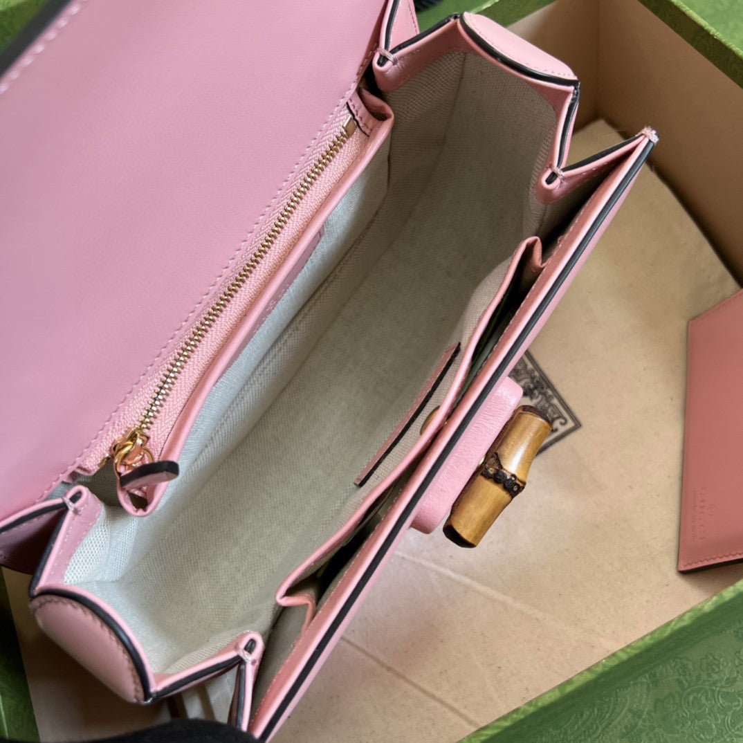 gg Bamboo 1947 Small Top Handle Bag  Pink  For Women 8.3in/21cm gg 675797 10ODT 5467