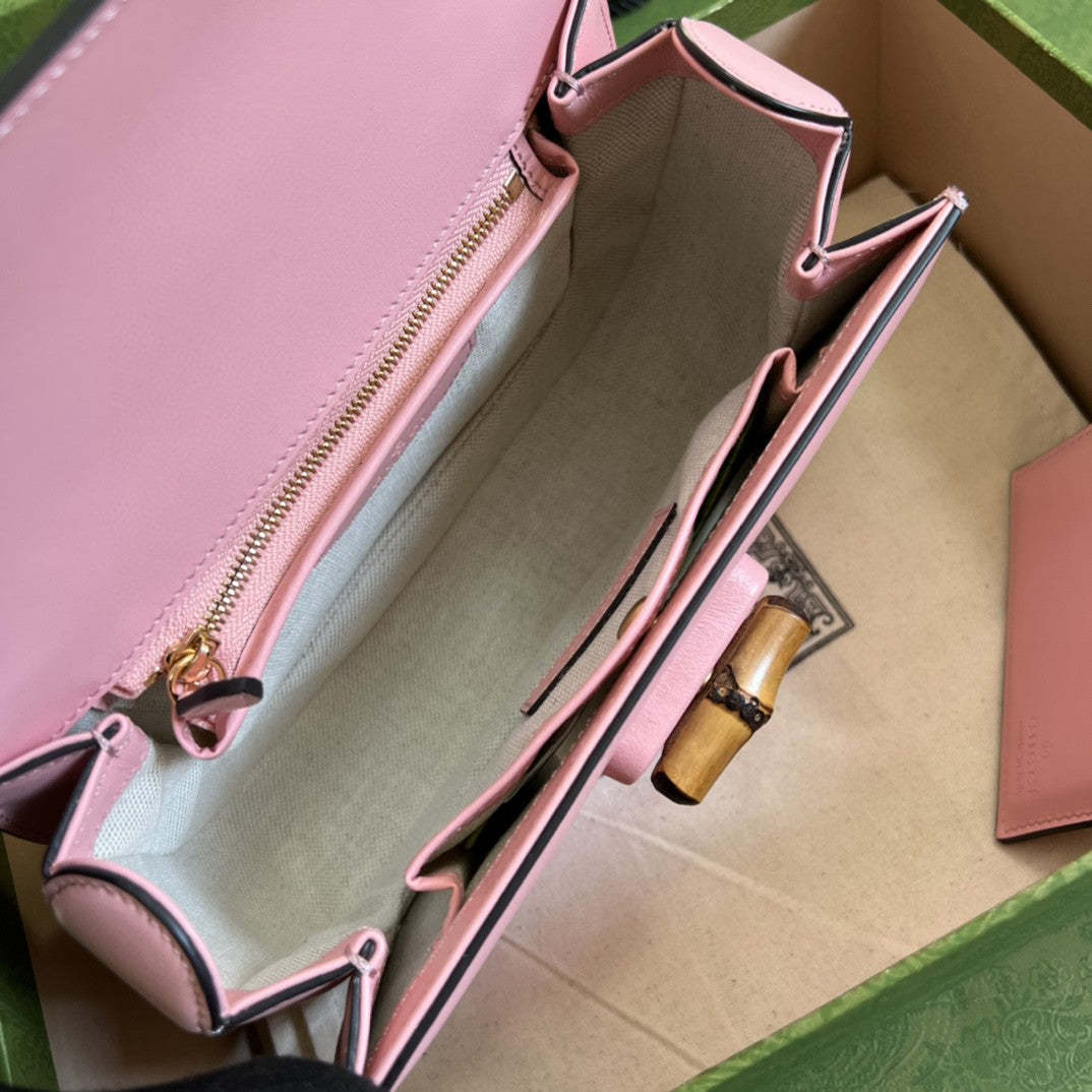 gg Bamboo 1947 Small Top Handle Bag  Pink  For Women 8.3in/21cm gg 675797 10ODT 5467