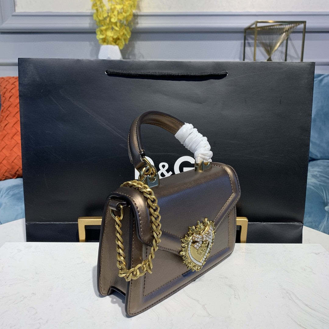DG Small Devotion Bag In Mordore Nappa Antique Brass For Women 7.5in/19cm DG