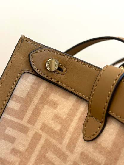 FI Peekaboo X-tote Bag Beige Canvas For Women, Women’s Handbags, Shoulder Bags 16.1in/41cm FF 8BH374