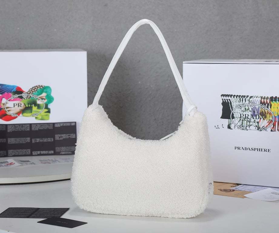 PR RE-EDITION 2000 TERRY MINI BAG WHITE 22CM 1NE515 2DXO F0964