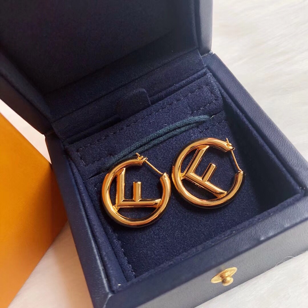 FD LOGO GOLD EARRINGS