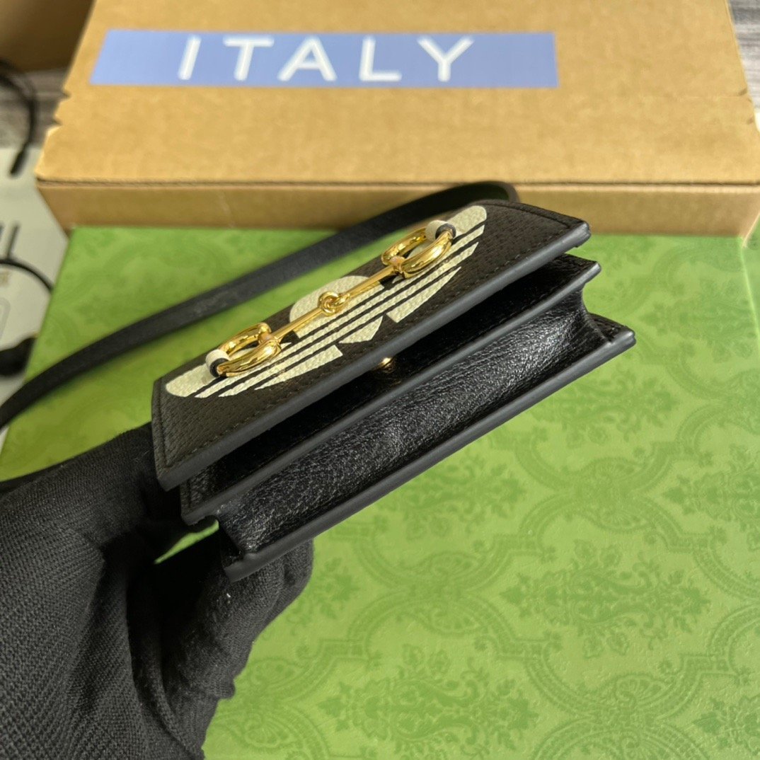 gg x Adidas Card Case With Horsebit Black For Women, Women’s Bags 4.2in/11cm gg