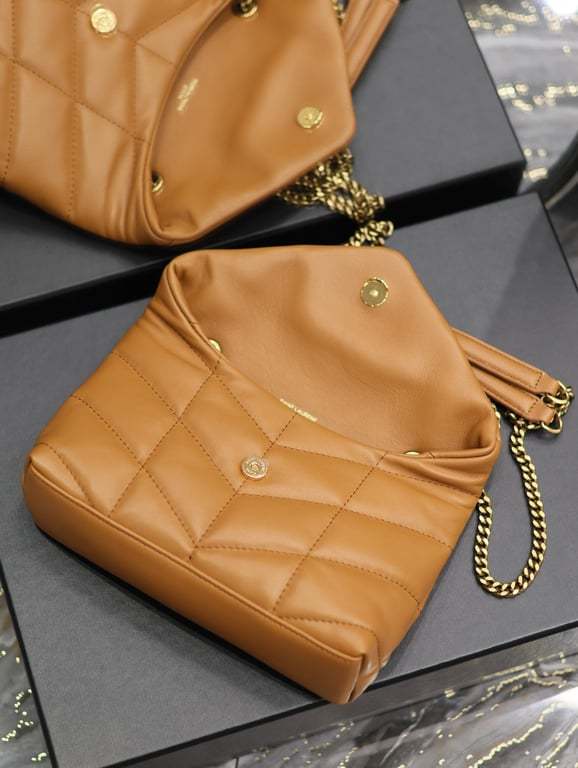 SAINT LAURENT LOULOU SMALL BROWN QUILTED LEATHER SHOULDER BAG 23CM HIGH QUALITY