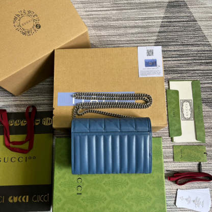 gg Marmont Super Mini Bag Blue For Women, Women’s Bags 6.2in/17cm gg 476433 DTD5F 4340