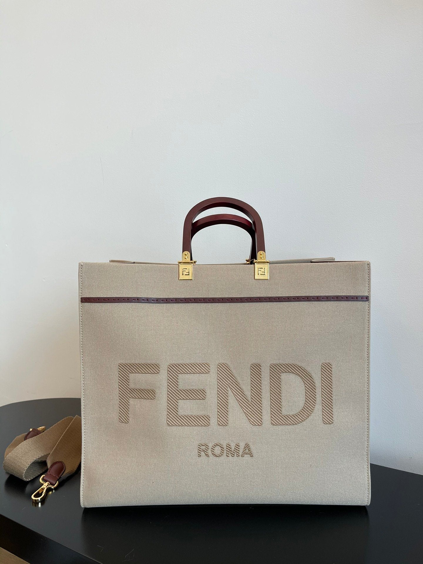 FI Sunshine Large Tote Bag Beige For Women, Women’s Handbags, Shoulder Bags 15.7in/40cm FF 8BH372