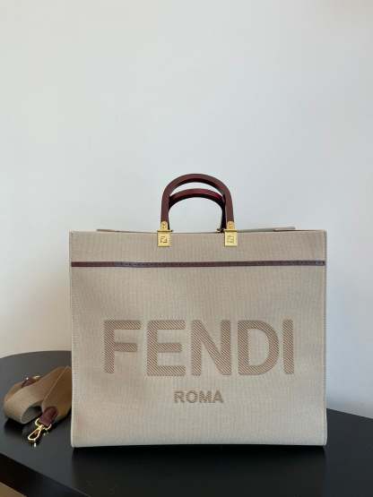 FI Sunshine Large Tote Bag Beige For Women, Women’s Handbags, Shoulder Bags 15.7in/40cm FF 8BH372