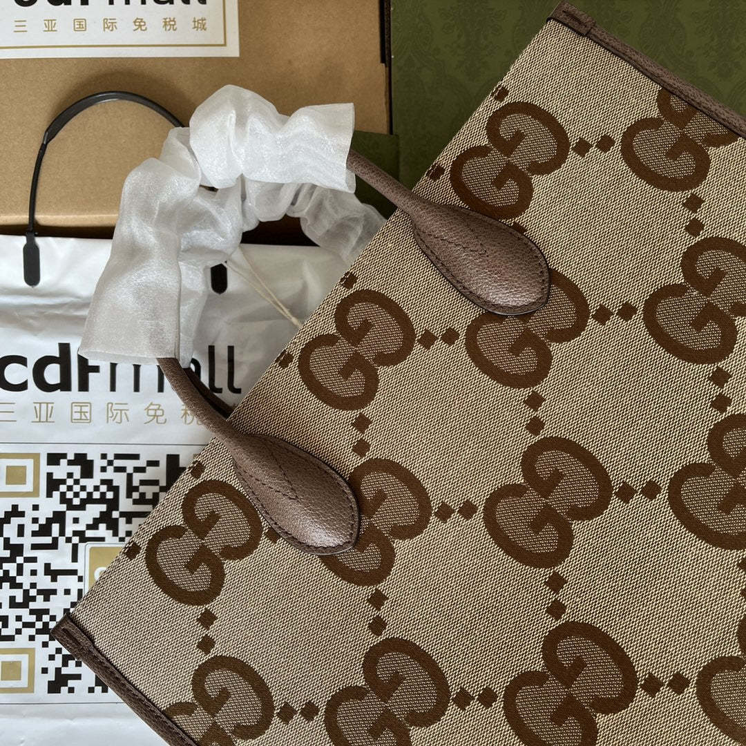 gg Tote Bag With Jumbo Camel And Ebony Jumbo gg Canvas For Women 14.6in/37cm ‎678839 UKMDG 2570