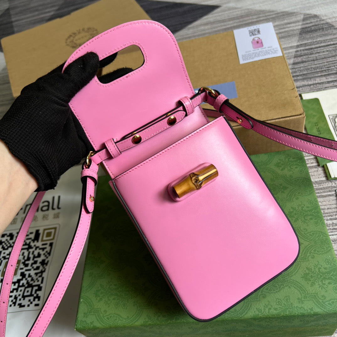 gg Bamboo Mini Handbag Pink For Women, Women&#8217;s Bags 6.2in/16cm gg 702106 UZY0T 5814