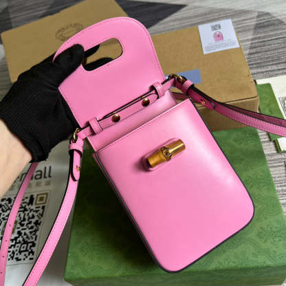 gg Bamboo Mini Handbag Pink For Women, Women&#8217;s Bags 6.2in/16cm gg 702106 UZY0T 5814