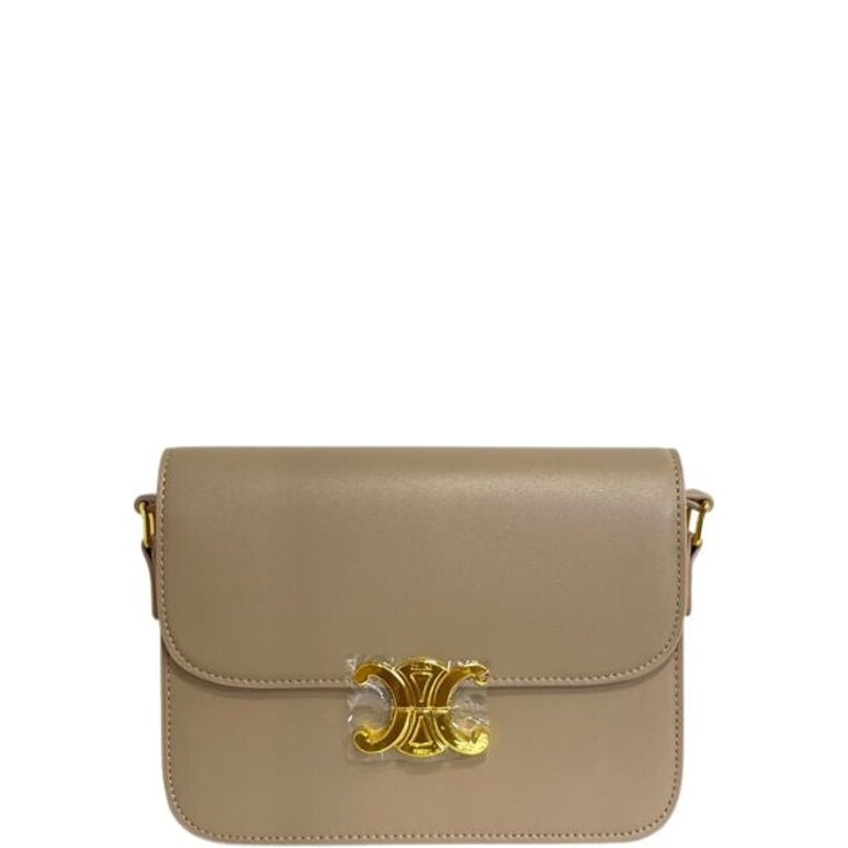 CE TEEN TRIOMPHE BAG IN SHINY CALFSKIN BEIGE 18CM