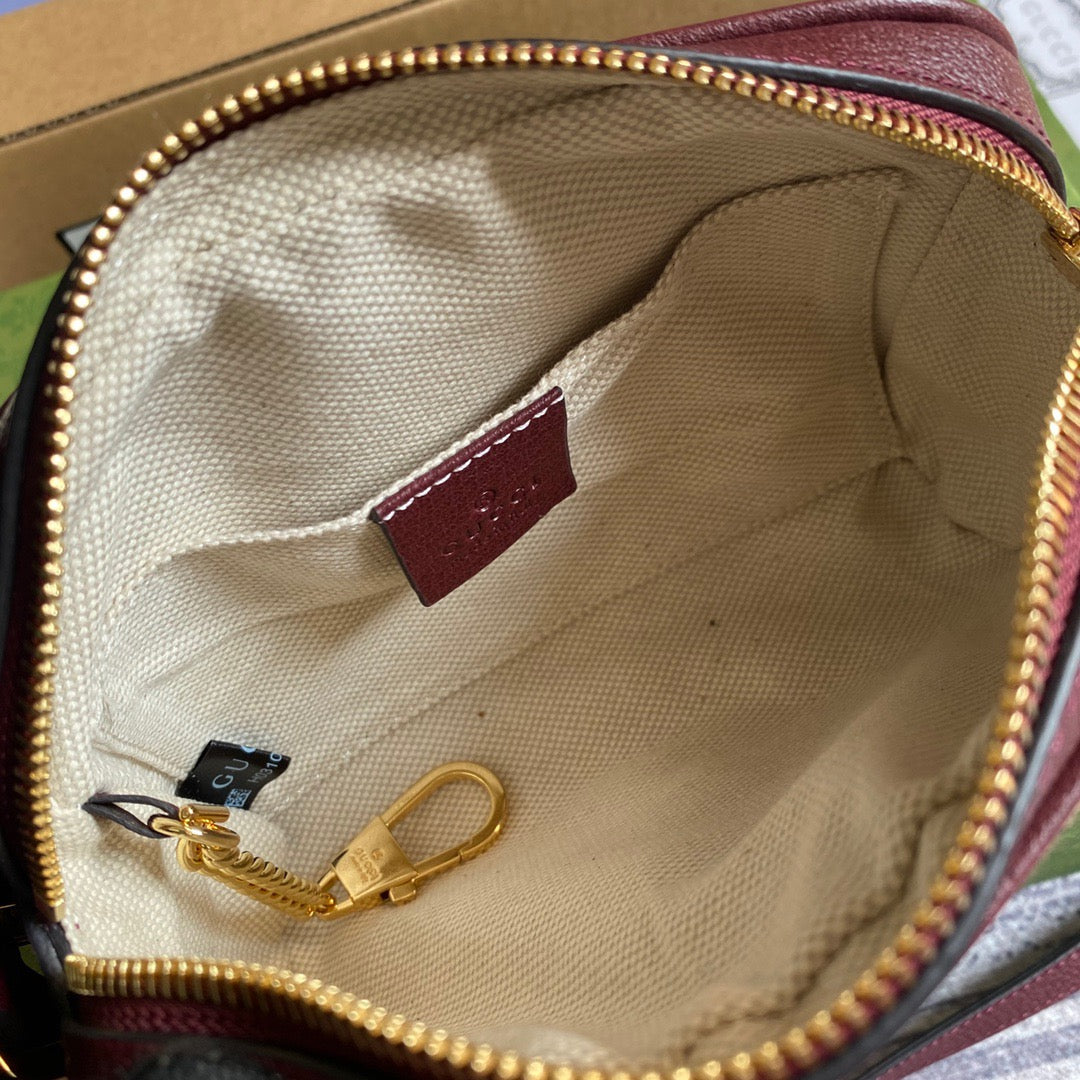 gg Ophidia Mini gg Bag Beige And Burgundy gg Supreme Canvas For Women  7in/17.5cm gg 517350-9Y9MS-9864