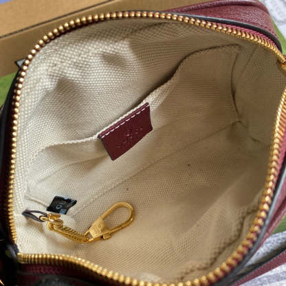 gg Ophidia Mini gg Bag Beige And Burgundy gg Supreme Canvas For Women  7in/17.5cm gg 517350-9Y9MS-9864