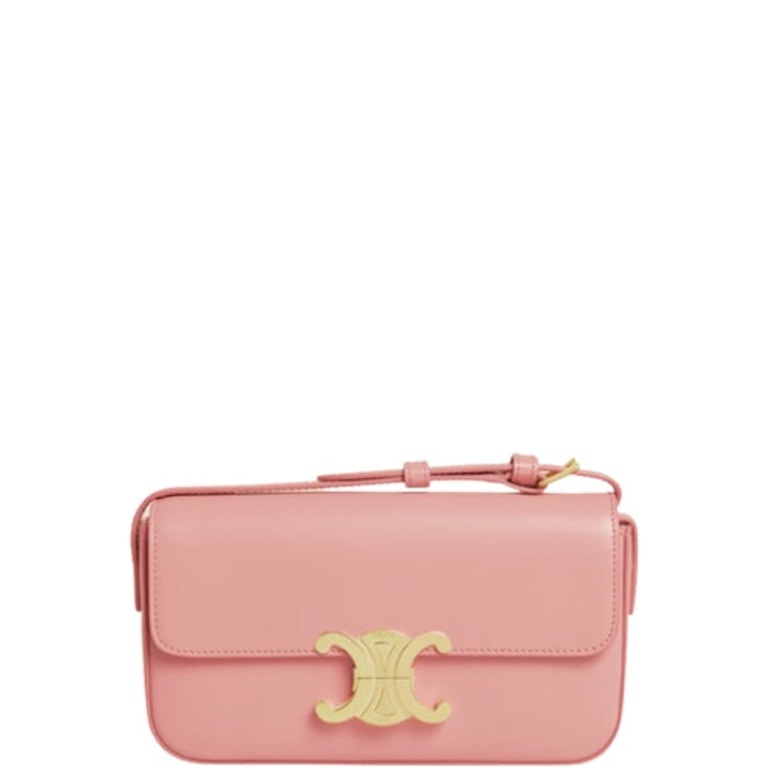 CE SHOULDER BAG TRIOMPHE IN SHINY CALFSKIN LIGHT PINK 18CM