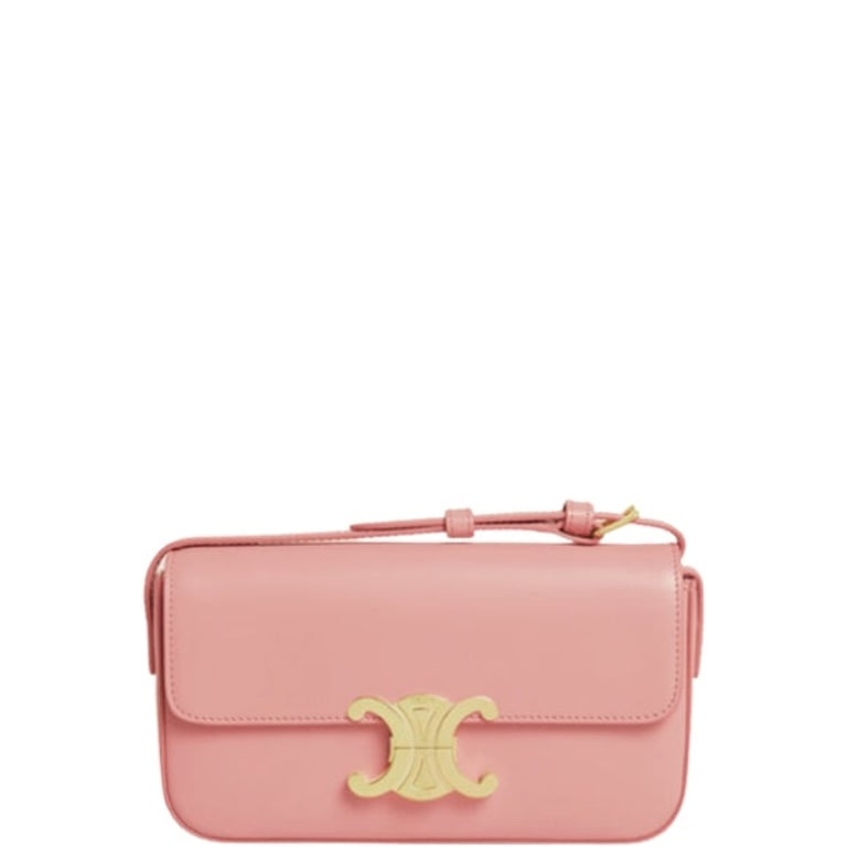 CE SHOULDER BAG TRIOMPHE IN SHINY CALFSKIN LIGHT PINK 18CM