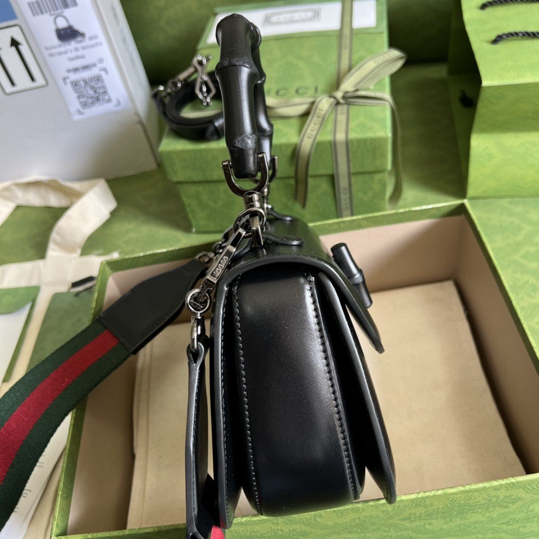 gg Bamboo 1947 Small Top Handle Bag Black  For Women 8.3in/21cm gg 675797 10ODP 1060