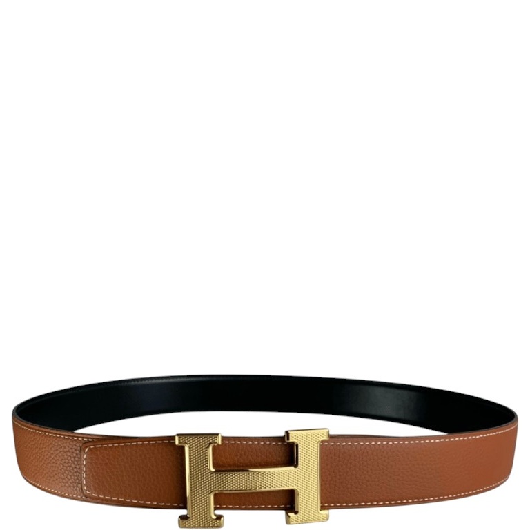 HM BELT TOGO SWIFT GOLD BUCKLE BROWN 38MM