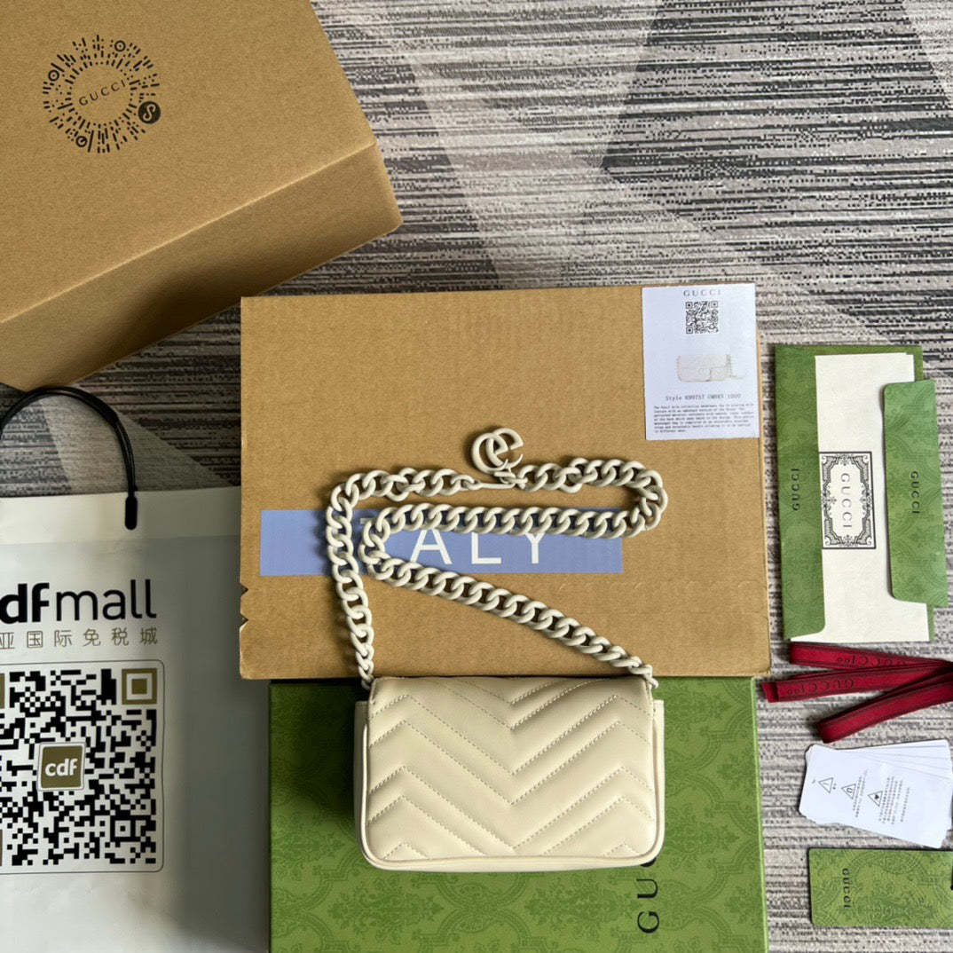 gg Marmont Super Mini Bag White For Women, Women’s Bags 6.2in/17cm gg